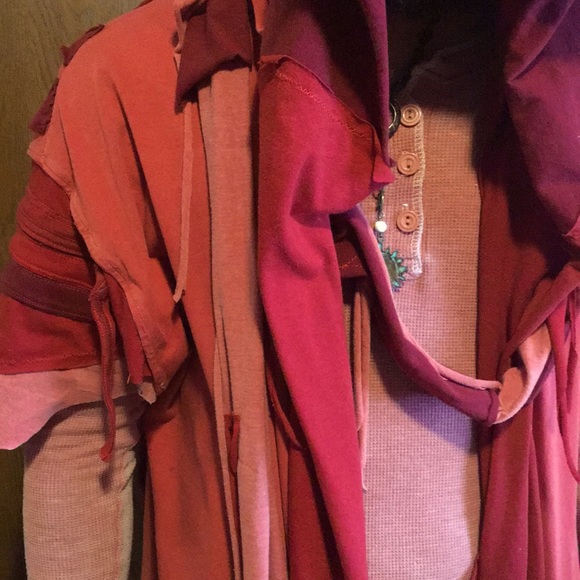 Desert ninja chevron post Apocalyptic t shirt fringe upcycled festival cardigan - Picture 5 of 14